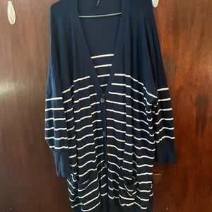 Capsule Blue and White Stripes Buttom Up Grandma Cardigan Oversized